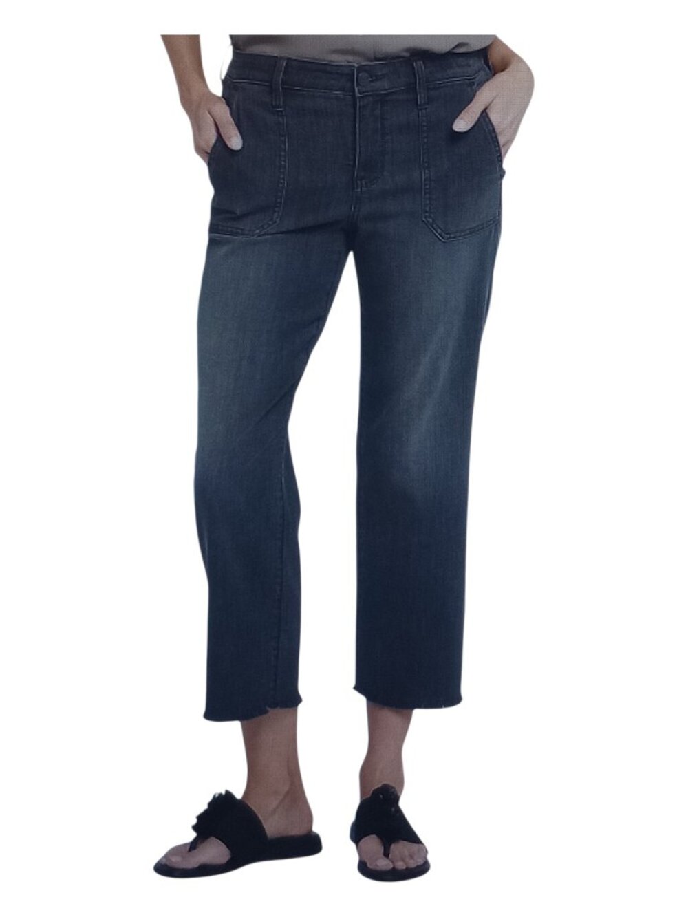 NYDJ 00P Petite Gray Piper Castile Dream Cropped Cotton Blend Jeans